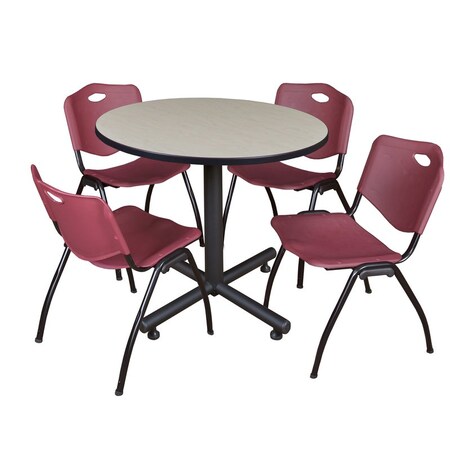 Kobe Kobe Round Table & Chair Set, Wood, Metal, Plastic Top, Maple TKB42RNDPL47BY